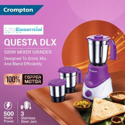 Crompton QUESTA DLX Mixer Grinder 100% Copper Motor & Motor Vent